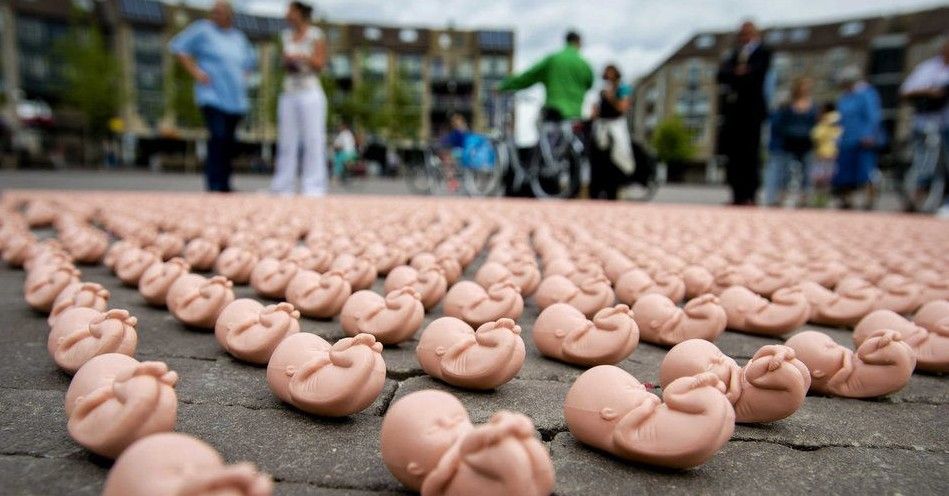 荷兰用塑料雕塑婴儿反堕胎